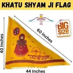 Jai Shri Khatu Shyam Ji Flag 38x60" | Triangle Baba Shyam Khatu Nishaan Triangle Outdoor Flag-image-16