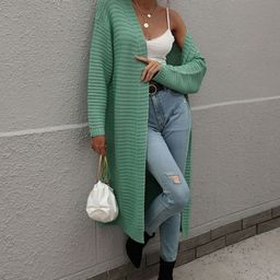 Oh Rare Women Cable Knit Longline Cardigan-picture-1