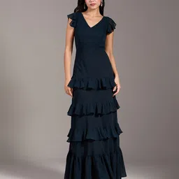 20Dresses V Neck Flutter Sleeve Maxi Ruffles Dress-image-53