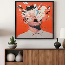999Store Red & Off White Exploding Head Printed Canvas Wall Art image 3