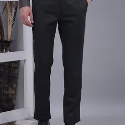COBB Men Solid Regular Fit Mid-Rise Flat-Front Formal Trousers-image-17
