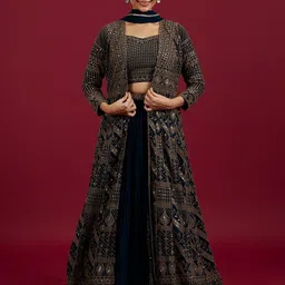 MOHEY Floral Embellished Sequinned Ready To Wear Lehenga & Blouse With Dupatta-picture-48
