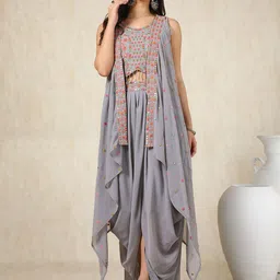 Soch Embroidered Top & Trousers With Cape Co Ords-image-58