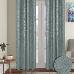 Cortina Grey Set of 2 Ethnic Motifs Long Door Curtain-51