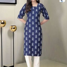 HERE&NOW Selection Of 2 Floral Printed Round Neck Straight Kurta With Trousers-picture-6