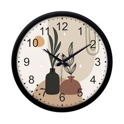 Aura Brown & White Printed Round Contemporary Modern Wall Clock-20