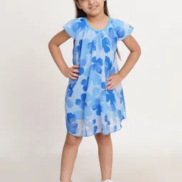 HERE&NOW Floral Print Flutter Sleeve A-Line Dress-image-71