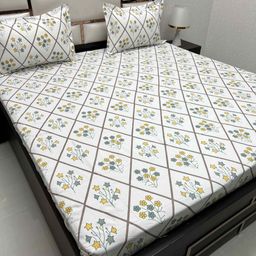 Pure Decor Multicoloured & Multicoloured Floral 260 TC Queen Bedsheet with 2 Pillow Covers-image-38