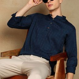 FUBAR Men Geometric Printed Daily Straight Short Kurta-image-94