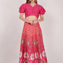 Frolic Rolic Printed V-Neck Ready to Wear Lehenga & Blouse-image-75