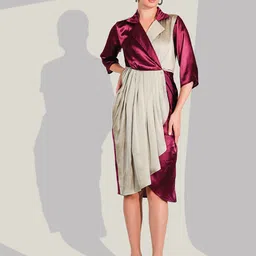 Dora Dori Colourblocked Satin Midi Dress-picture-14