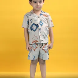 Polka Tots Boys Printed Shirt with Shorts-picture-1