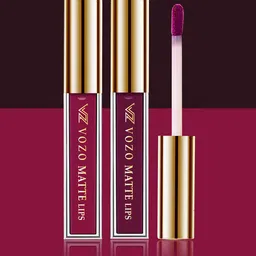 VOZO Set Of 2 Velvety Smooth Matte Liquid Lipstick- 4ml Each-  Cherry Red101- Wine 201-19