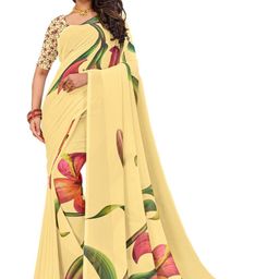 PARVOTSAV Yellow Polyester Saree-image-86