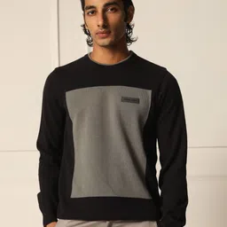 PRIMAL GRAY Men Colourblocked Pullover Sweaters-image-37