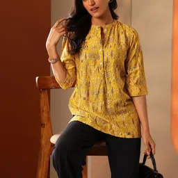 Libas Ethnic Motifs Printed Mandarin Collar Short Kurti-image-16