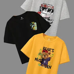CODEZ Boys Pack Of 3 Graphic Printed T-shirt-image-16