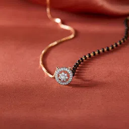 BELWICK Gold-Plated American Diamond Studded & Beaded Mangalsutra-picture-9