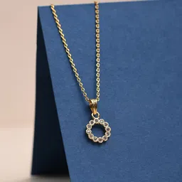 XPNSV Gold Plated Cubic Zirconia Studded Pendant with Chain-57