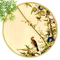 Aura Off White & Green 1 Piece Wood Birds and Animals Wall Paintings-image-2