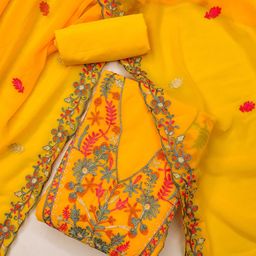 LeeliPeeri Designer Embroidered Georgette Unstitched Dress Material-image-23