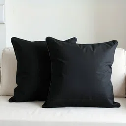 Aurave Black 2 Pieces Pure Cotton 210 TC Soft & Comfortable Square Cushion Covers-image-50