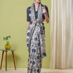 HI FI NX Floral Poly Chiffon Banarasi Saree-image-32