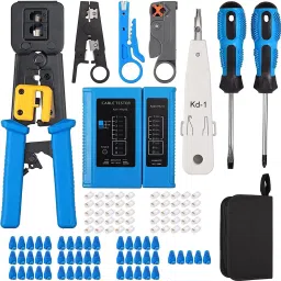 LipiWorld Crimp Tool Kit Cat5 Cat5e Cat6 RJ45 Crimping Tool,Network Cable Tester Network Interface Card-38