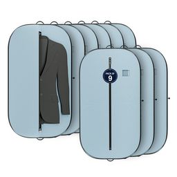 Kuber Industries Grey & Black 9 Pieces Textured Non-Woven Suit Organisers With Zip-17