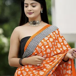 Anouk Rustic Ethnic Motifs Bagru Saree image 3