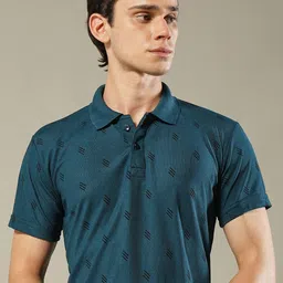 STELVIN Geometric Printed Polo Collar Short Sleeves Cotton T-shirt-image-65
