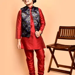 PRINTCULTR Boys Ethnic Motifs Printed Regular Kurta with Pyjamas image 5