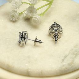 Biba Silver-Plated Artificial Stones Studded Triangular Shaped Studs image 4