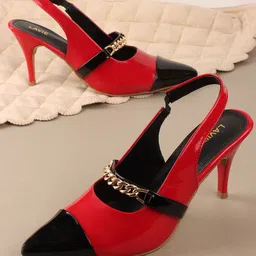 Lavie Colourblocked PU Slim Heeled Pumps-33