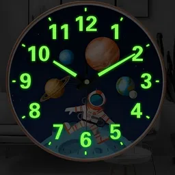 M T BROTHERS Blue Printed Contemporary Radium Wall Clock-image-51