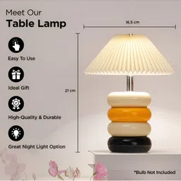 UMAI White & Yellow Textured Ceramic Triangle Table Lamp image 4