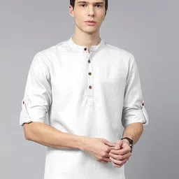 Zombom Men Mandarin Collar Kurta-image-77