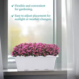 Kuber Industries 4Pcs White Rectangle Shaped Window Planters image 3