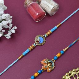 MEIRA JEWELLERY Set Of 2 Rakhi With Greeting Card & Roli Chawal-image-99