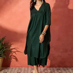 InWeave Women Striped Regular Kurta with Palazzos-picture-29