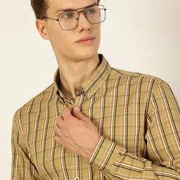 Thomas Scott Men Smart Button-Down Collar Tartan Checked Cotton Formal Shirt-image-71