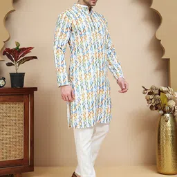 Anouk Rustic Abstract Printed Band Collar Straight Kurta With Pyjamas image 5