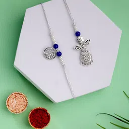ADIVA 2-Pcs Thread Lumba Rakhi With Roli Chawal Chandan & Meshrei Card-image-19