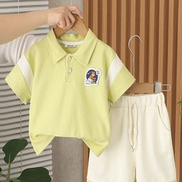 INCLUD Boys Colourblocked Polo Collar T-Shirt With Shorts-44