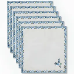 Fabindia Wabi Sabi 6-Pcs Off-White & Blue Printed Cotton Table Napkins-25