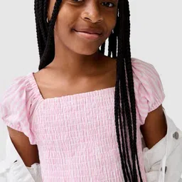 GAP Girls Striped Puff Sleeves Smocked Fitted Top-picture-48