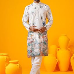 SOJANYA Ethnic Motifs Printed Mandarin Collar Sequinned Straight Kurtas-57