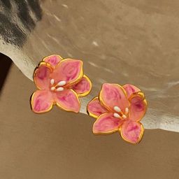 VAGHBHATT Gold Plated Enamelled Floral Studs-59