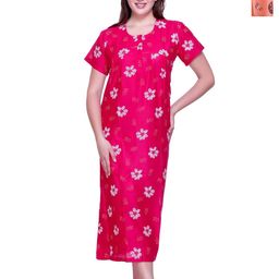 TRUDO Women Pack Of 2 Floral Printed Pure Cotton Maxi Nightdress-image-44