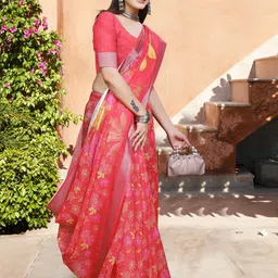 Anouk Rustic Floral Printed Block Print Saree-2